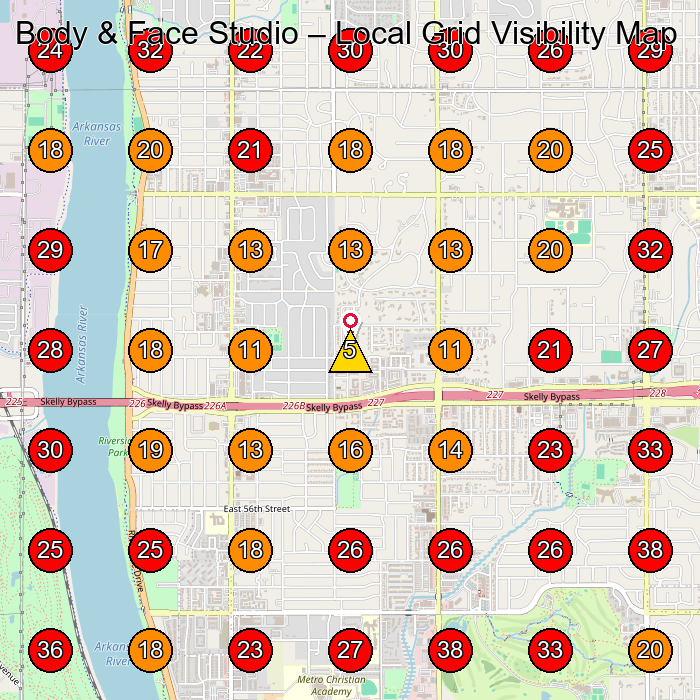 Body & Face Studio GeoGrid visibility map for Massage Spa in Tulsa